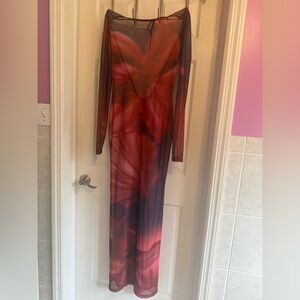 CANCUN LONG SLEEVE MAXI DRESS TWILIGHT size Large